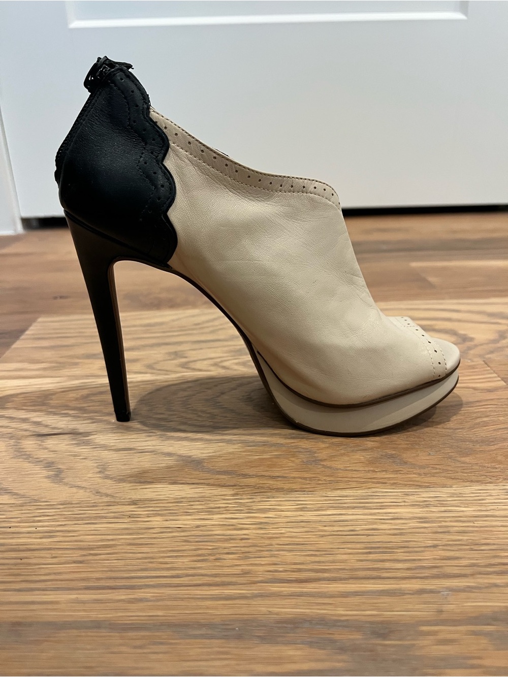Trouvé Two-Tone Peep-Toe Platform Booties (Women Size 6.5)